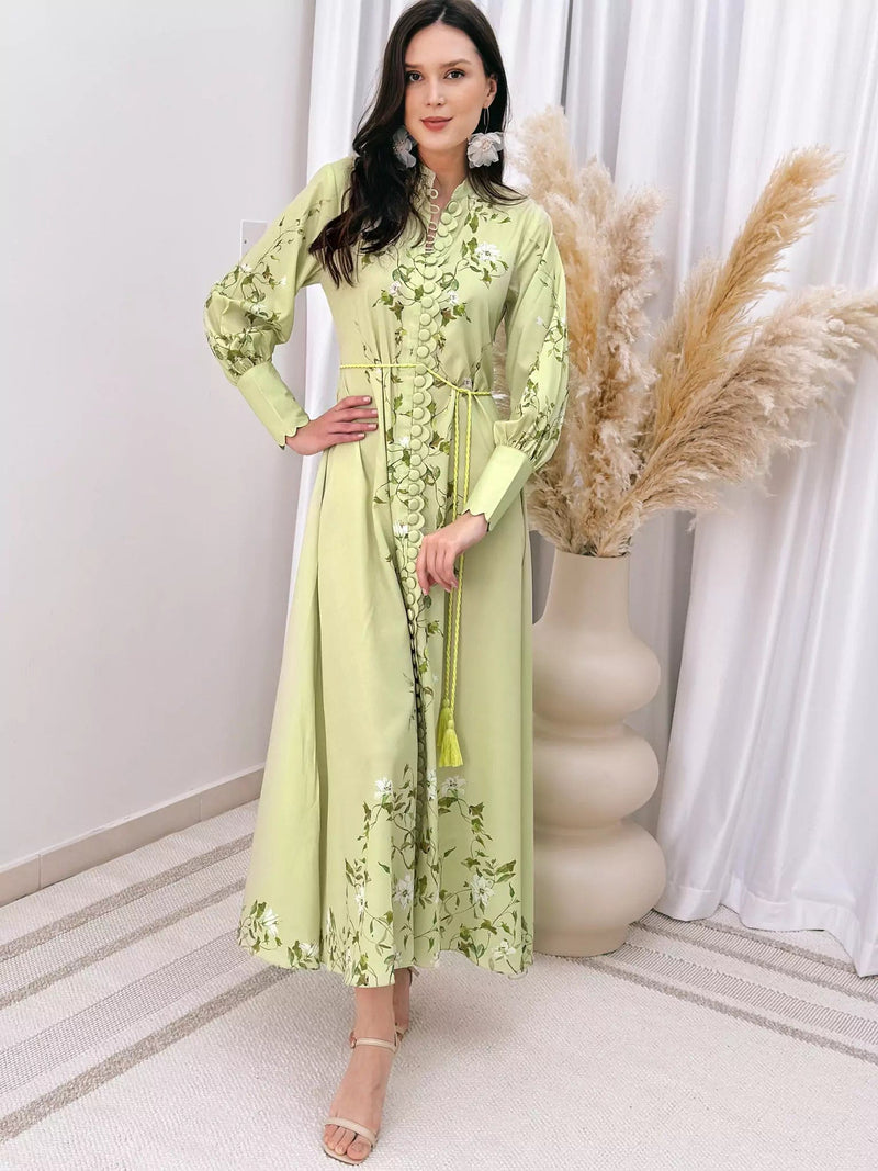 Ferula Pastel Green Long Dress Dresses  - Sowears