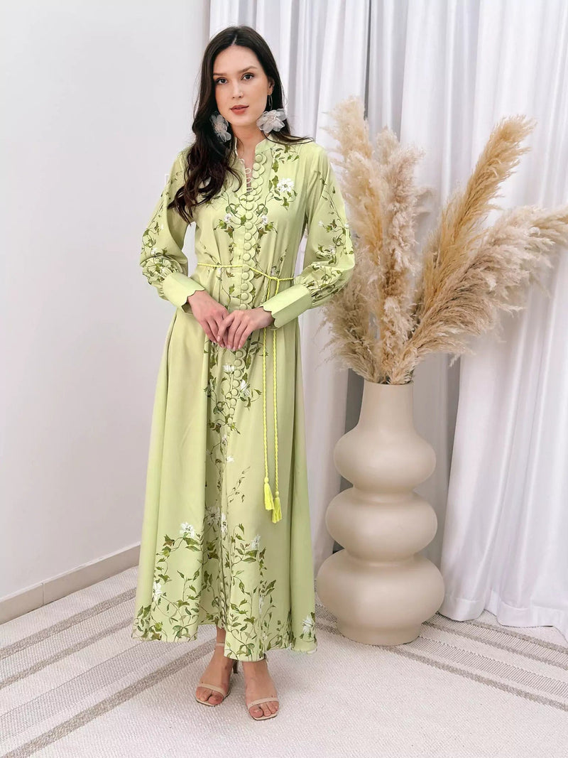 Ferula Pastel Green Long Dress Dresses  - Sowears