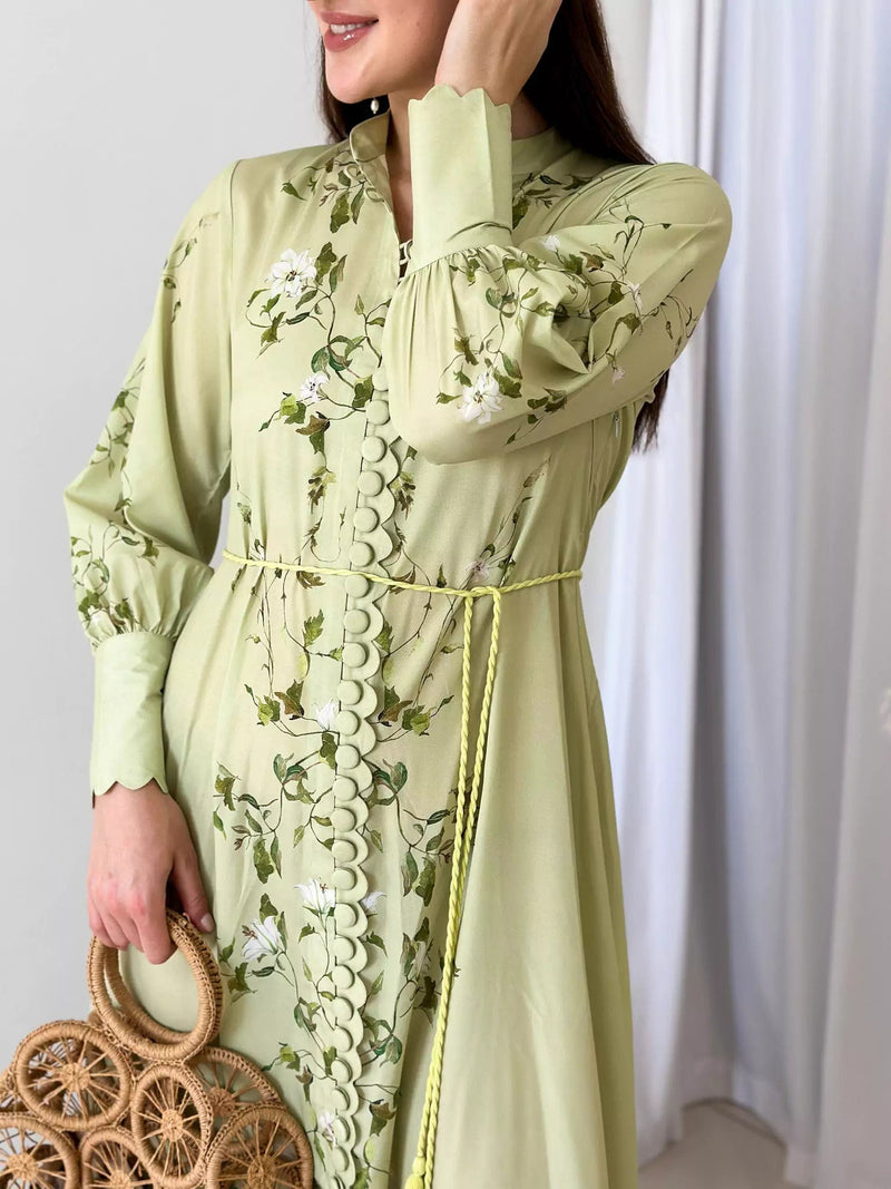 Ferula Pastel Green Long Dress Dresses  - Sowears