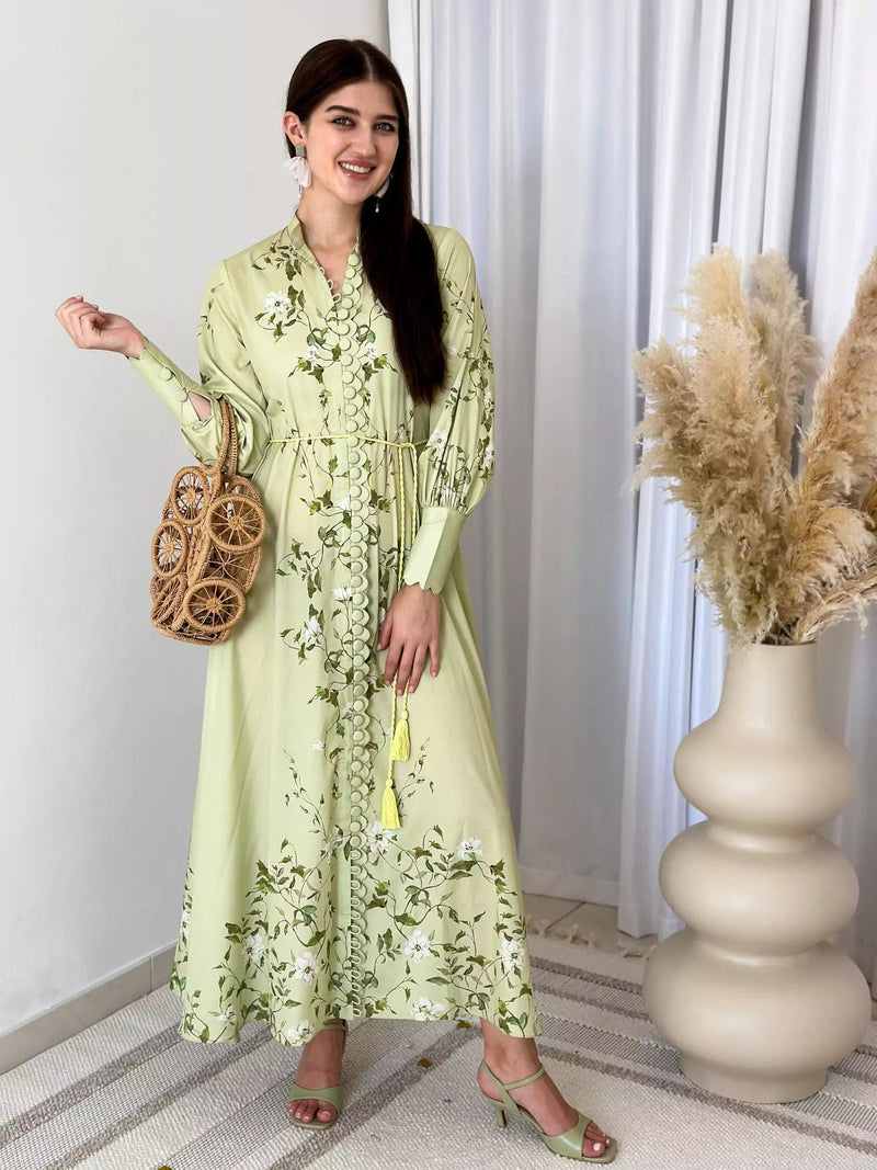 Ferula Pastel Green Long Dress Dresses  - Sowears