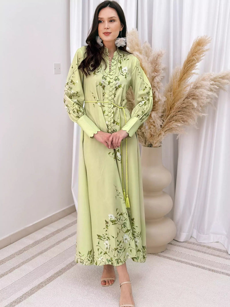 Ferula Pastel Green Long Dress Dresses  - Sowears