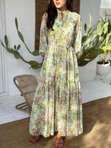 Floral Garden Button Detailed Long Dress Dresses  - Sowears