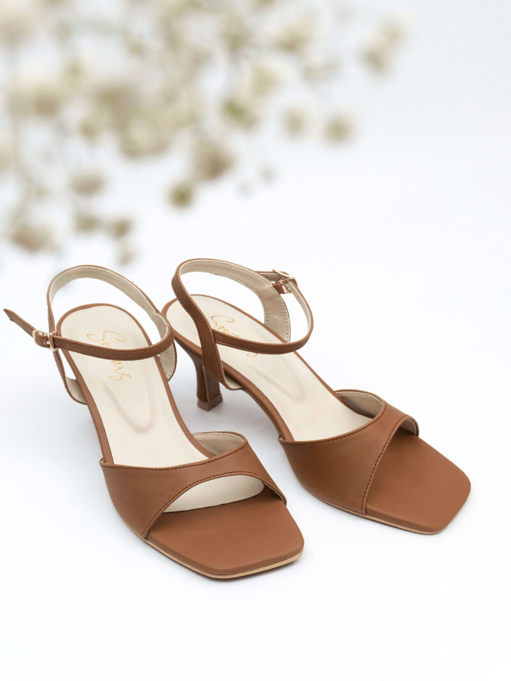 Fluer - Brown Ankle Strap Heels Dresses  - Sowears