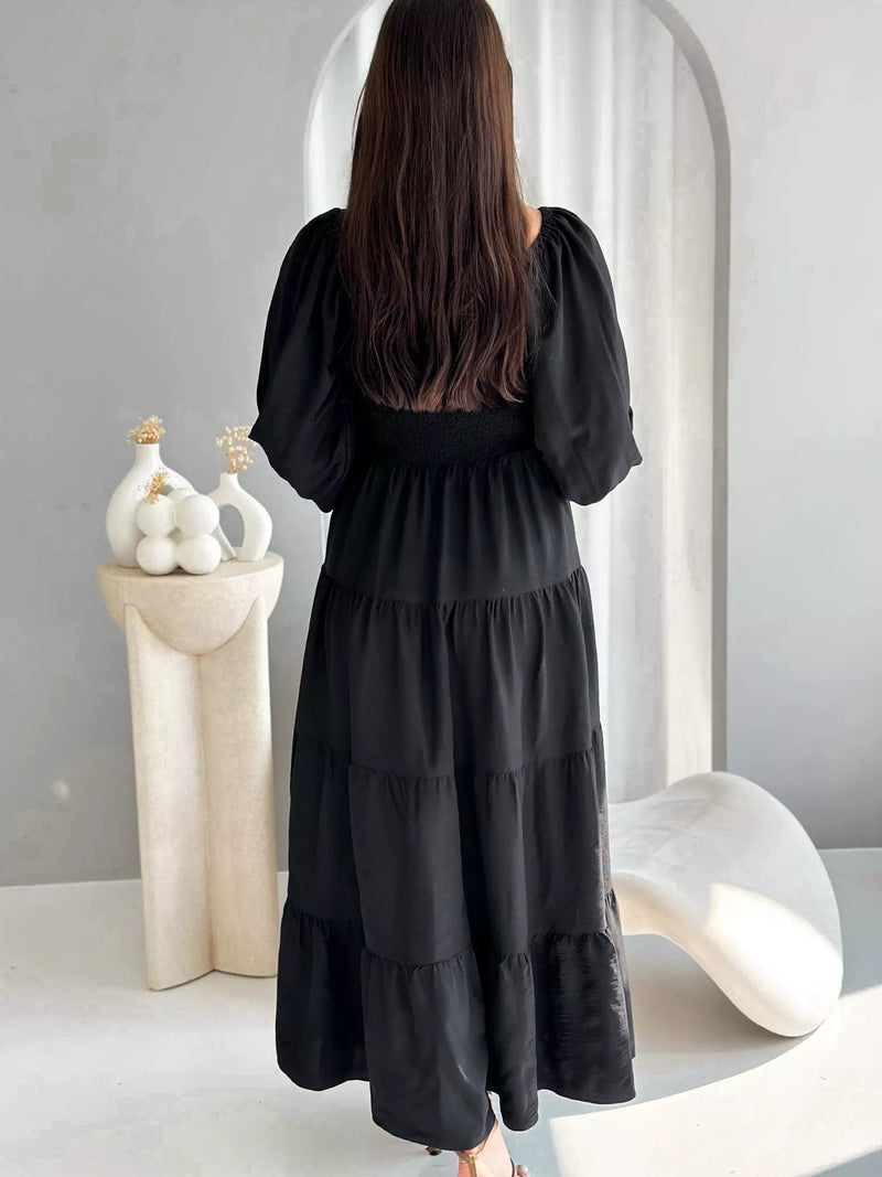 Forever Love Smocked Dress - Black Dresses  - Sowears