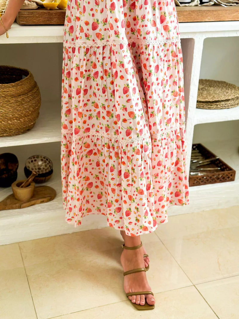 Fragaria Strawberry Long Dress Dresses  - Sowears