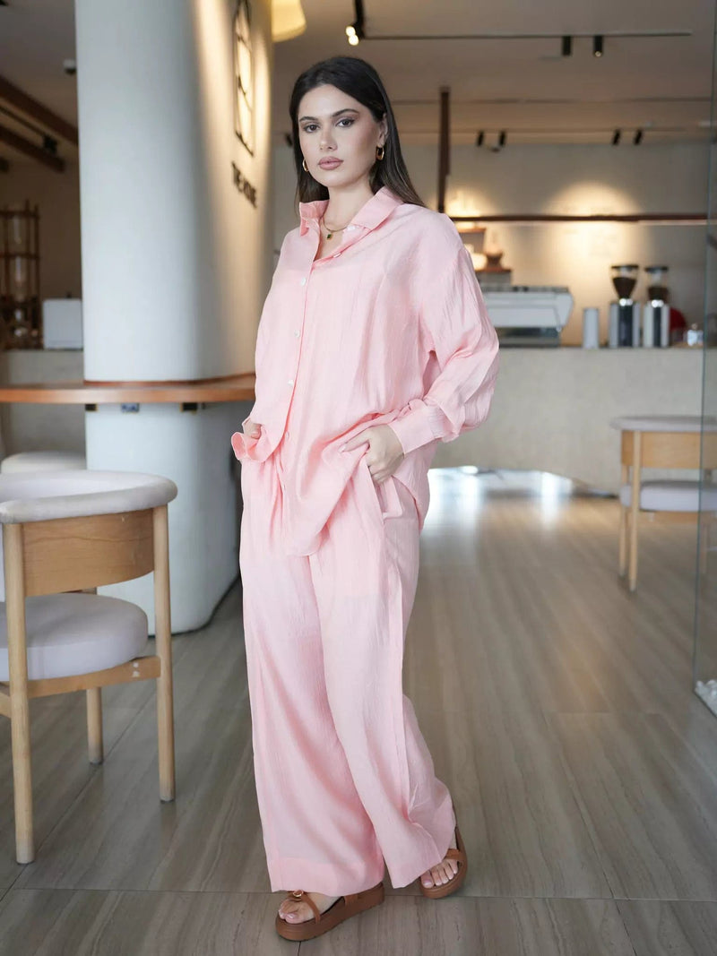 Freedom Pink Button Down Shirt Dresses  - Sowears