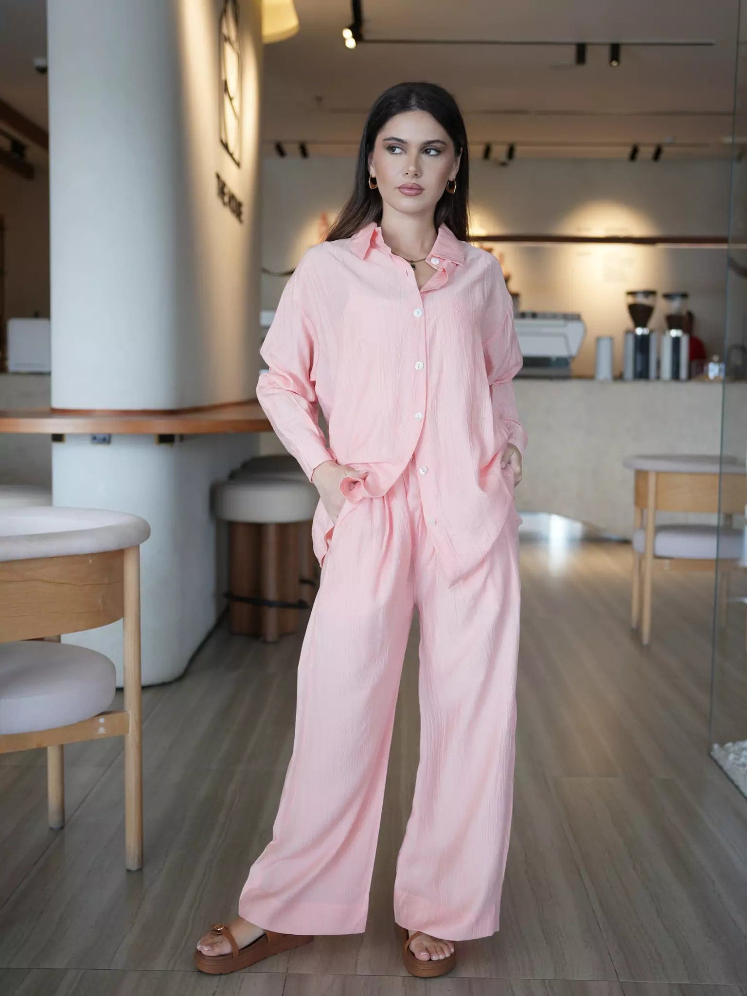 Freedom Pink Button Down Shirt Dresses  - Sowears