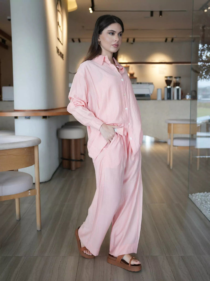 Freedom Pink Button Down Shirt Dresses  - Sowears