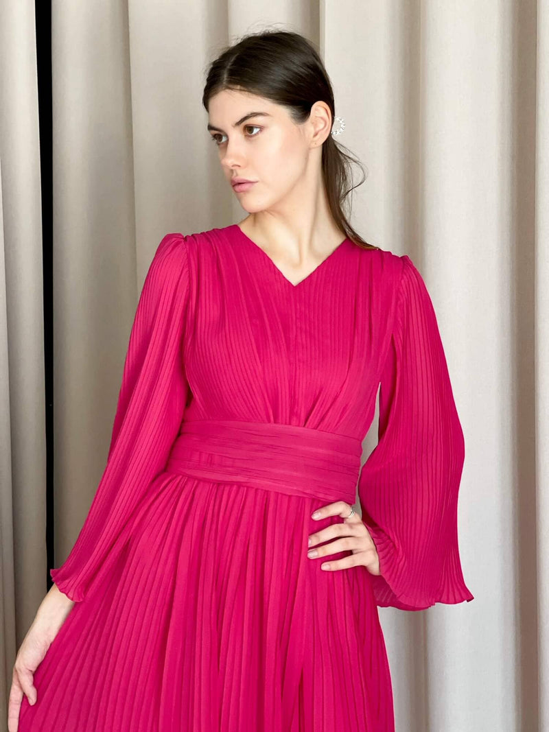 Freya - Pink Pleated Dress Dresses  - Sowears