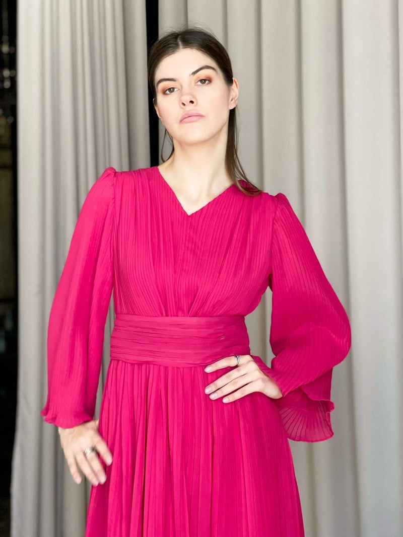 Freya - Pink Pleated Dress Dresses  - Sowears