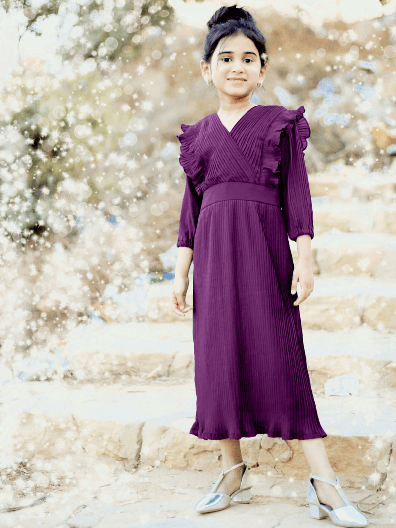 Frilly - Purple Pleated Dress Dresses  - Sowears