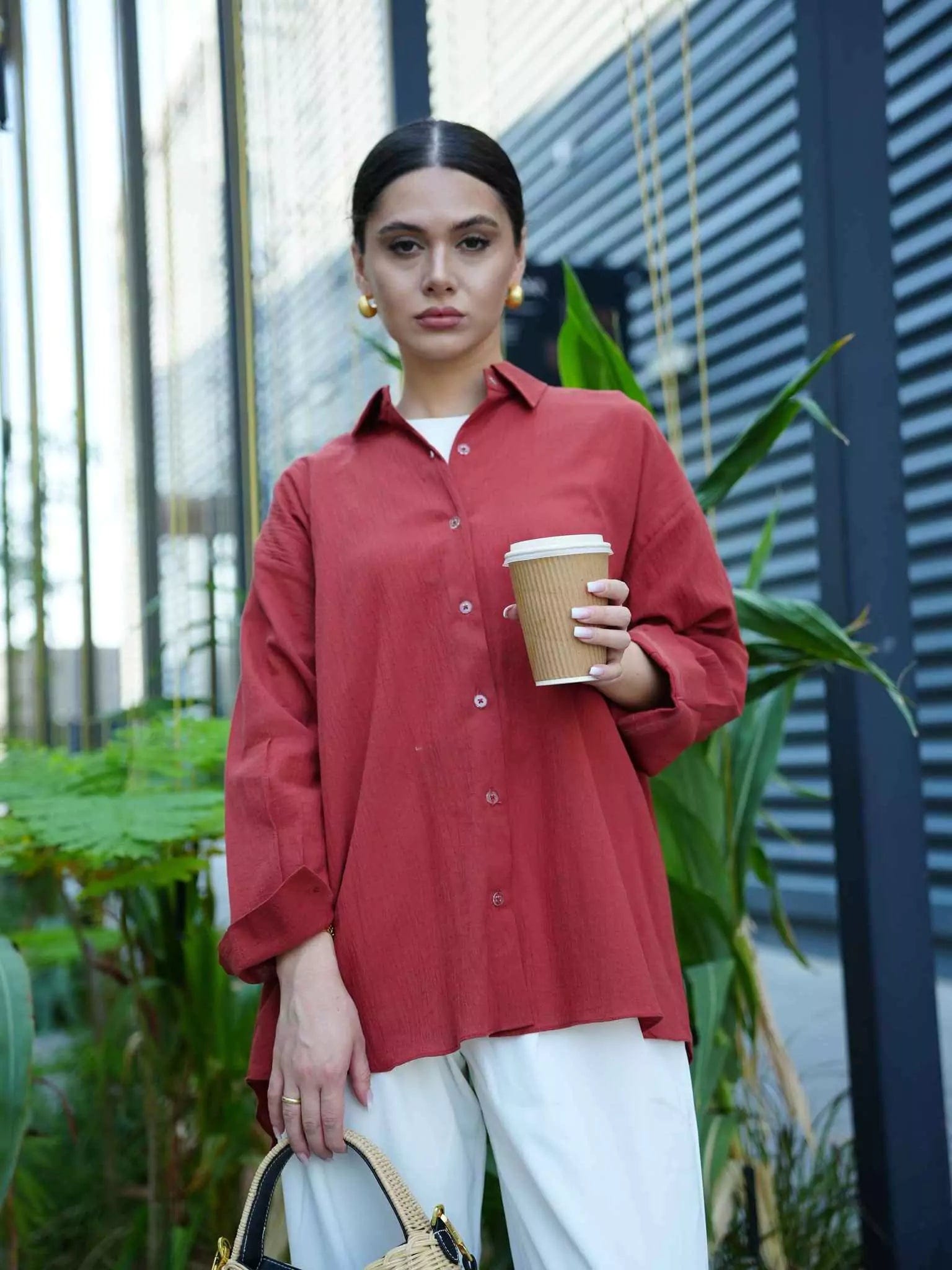 Front Back Rustle button Down Shirt Dresses  - Sowears