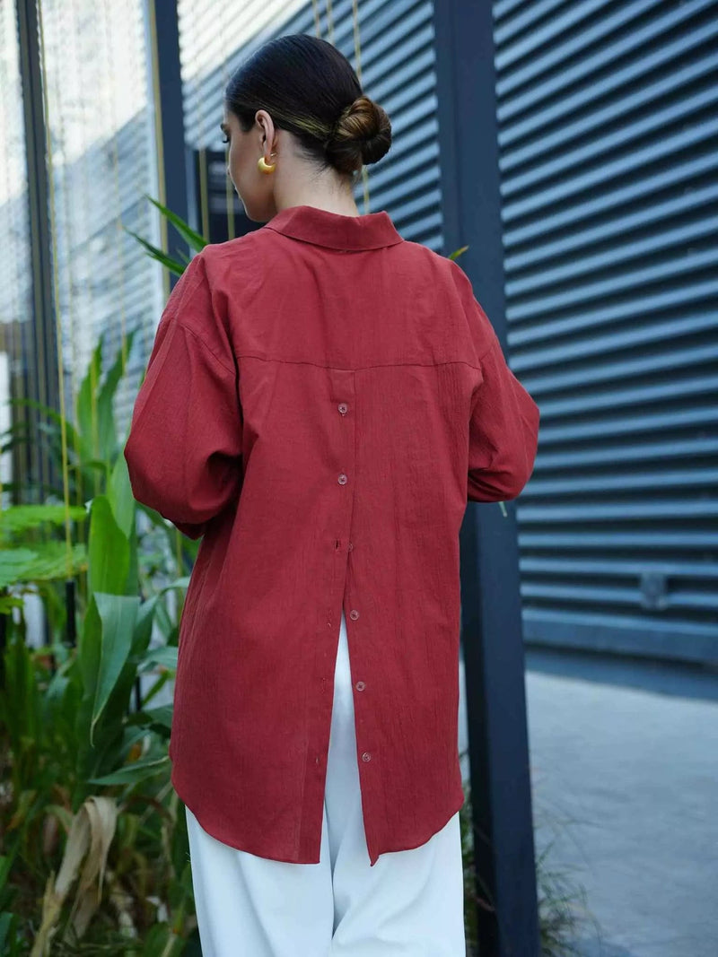 Front Back Rustle button Down Shirt Dresses  - Sowears