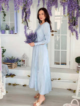 Geneva Vintage Dress In Sky Blue Dresses  - Sowears