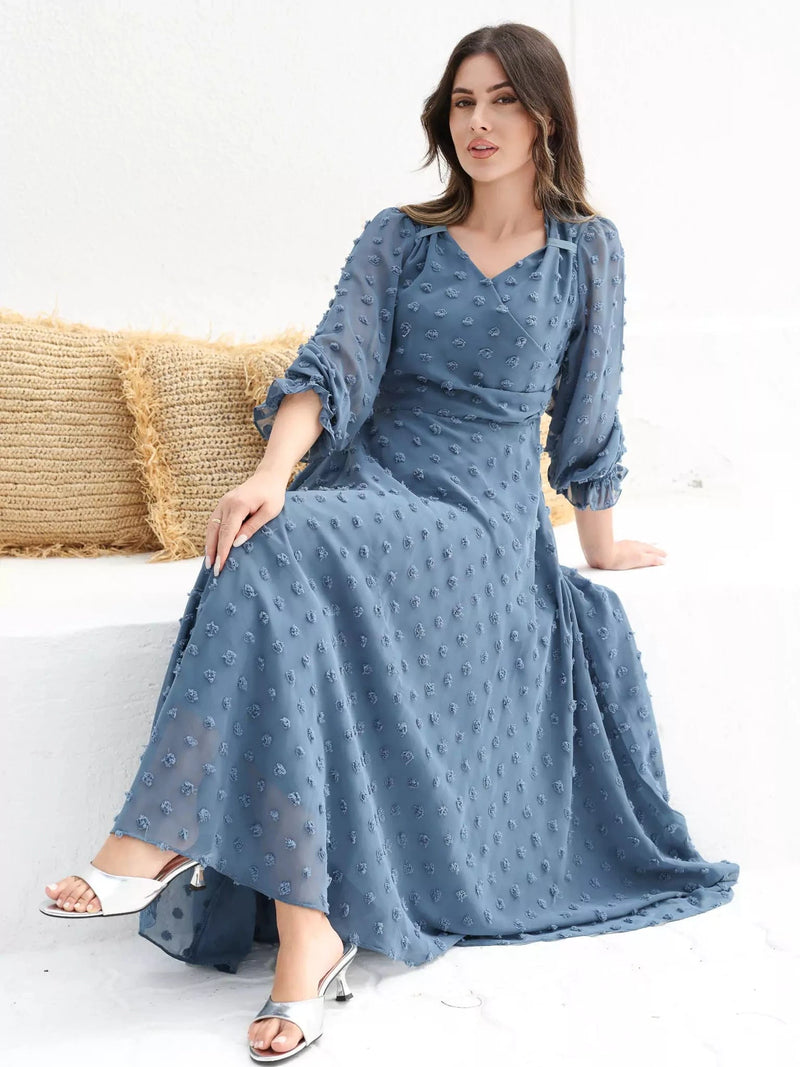 Glacial Texture Dress - Dusty Blue Dresses  - Sowears