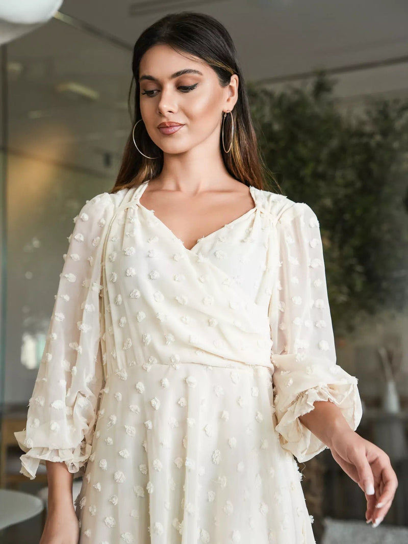 Glacial Texture Dress - Off White Dresses  - Sowears