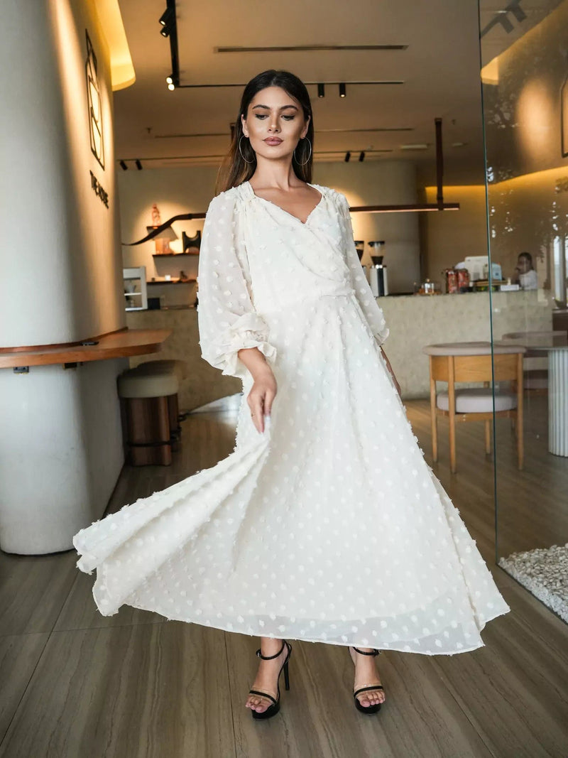 Glacial Texture Dress - Off White Dresses  - Sowears