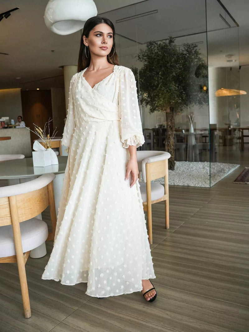 Glacial Texture Dress - Off White Dresses  - Sowears