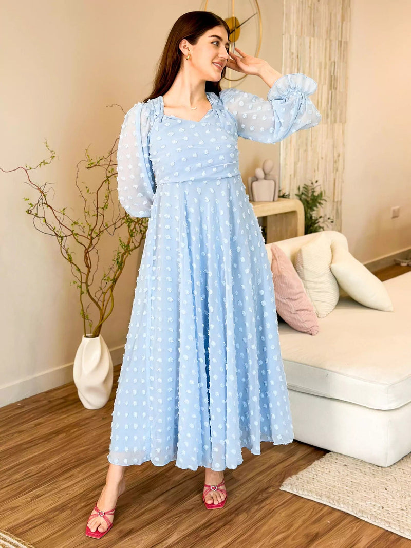 Glacial Texture Dress - Sky blue Dresses  - Sowears