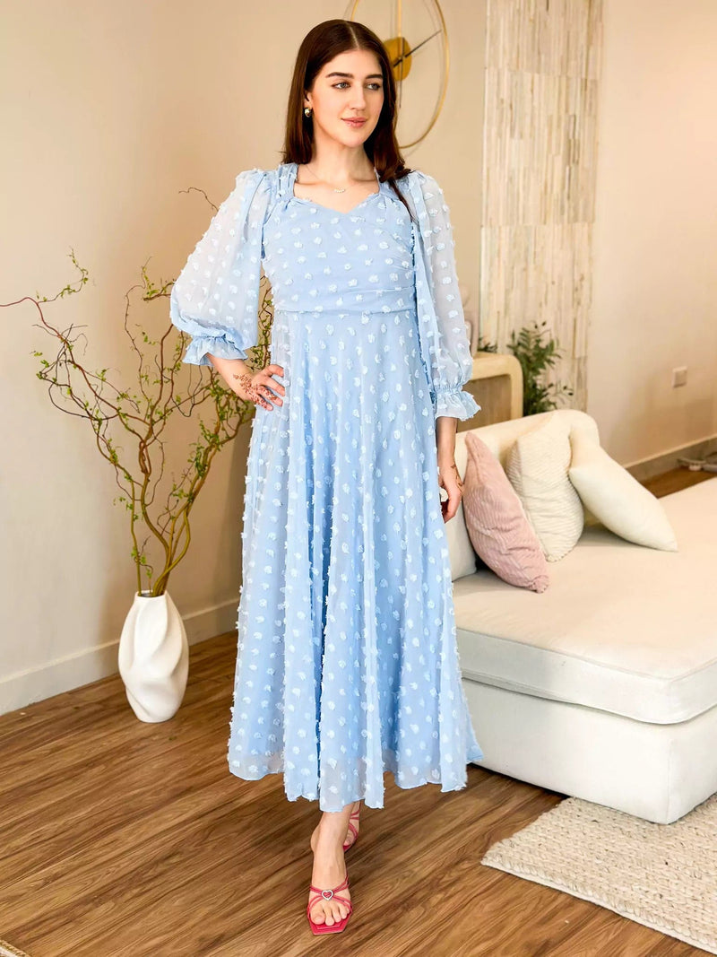 Glacial Texture Dress - Sky blue Dresses  - Sowears