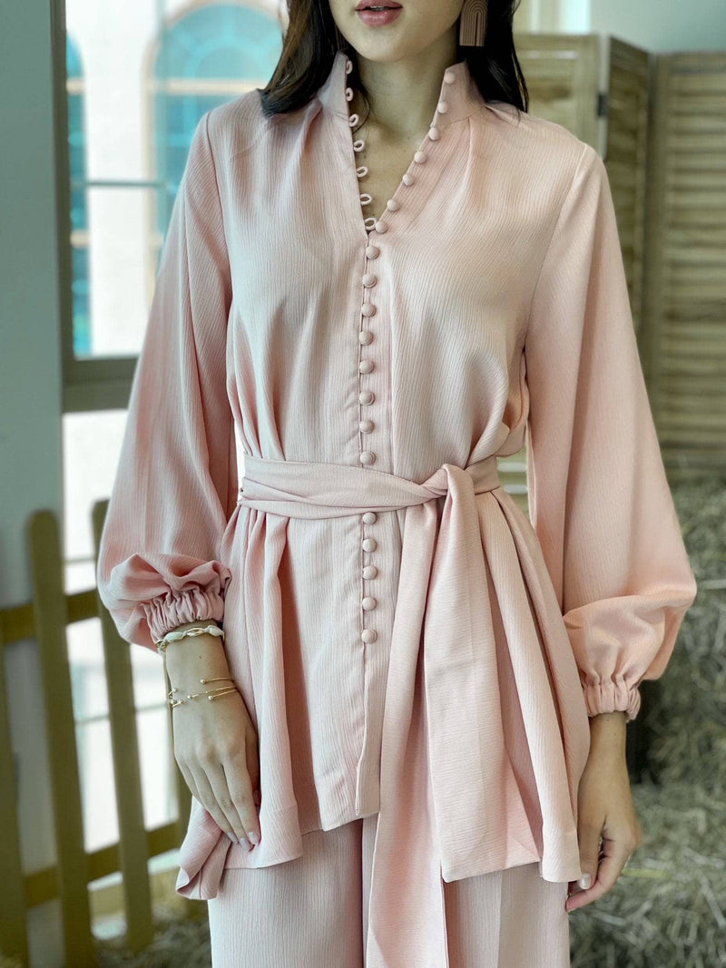 Glow Co Ord Set In Peach Dresses  - Sowears