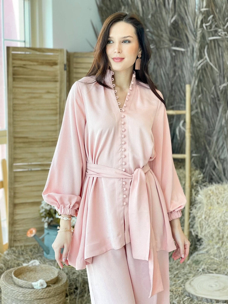 Glow Co Ord Set In Peach Dresses  - Sowears