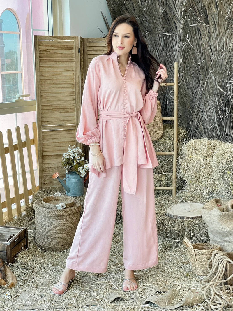 Glow Co Ord Set In Peach Dresses  - Sowears