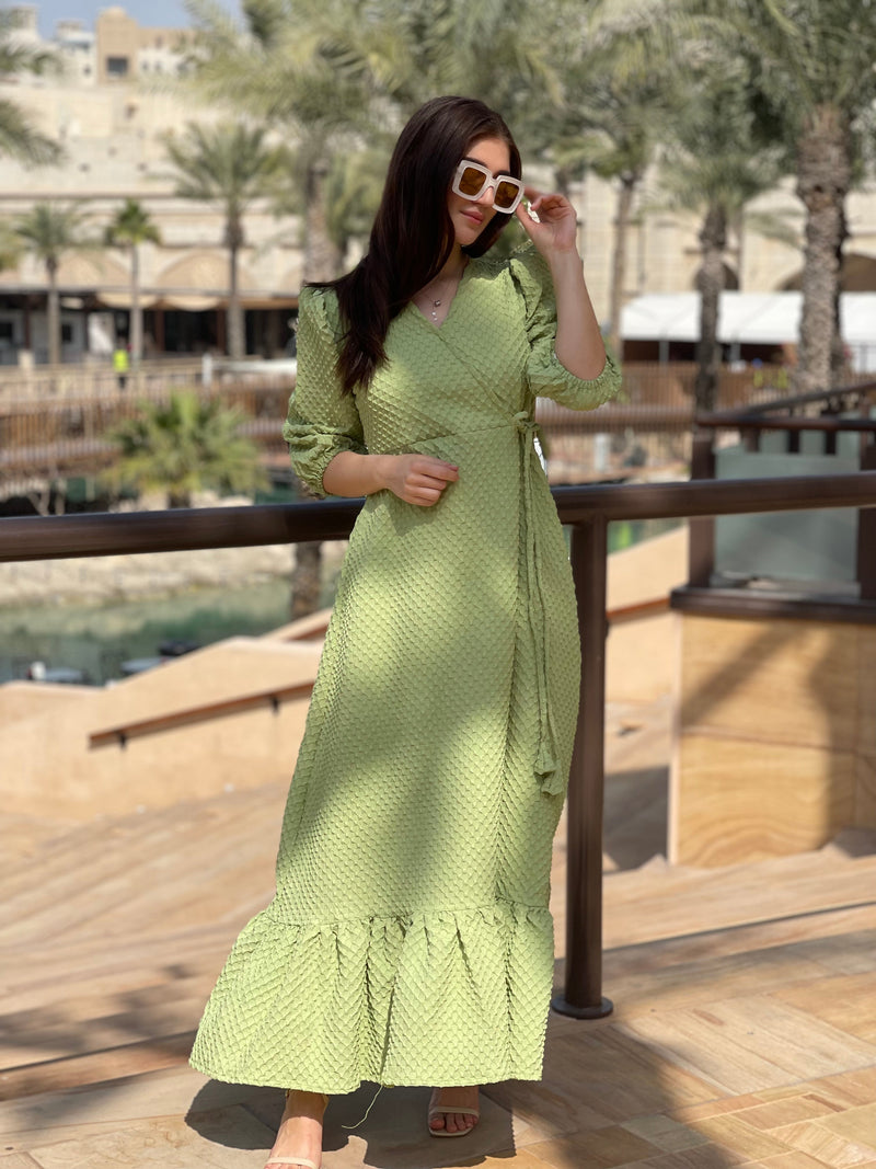 Green Textured Dress Dresses  - Sowears