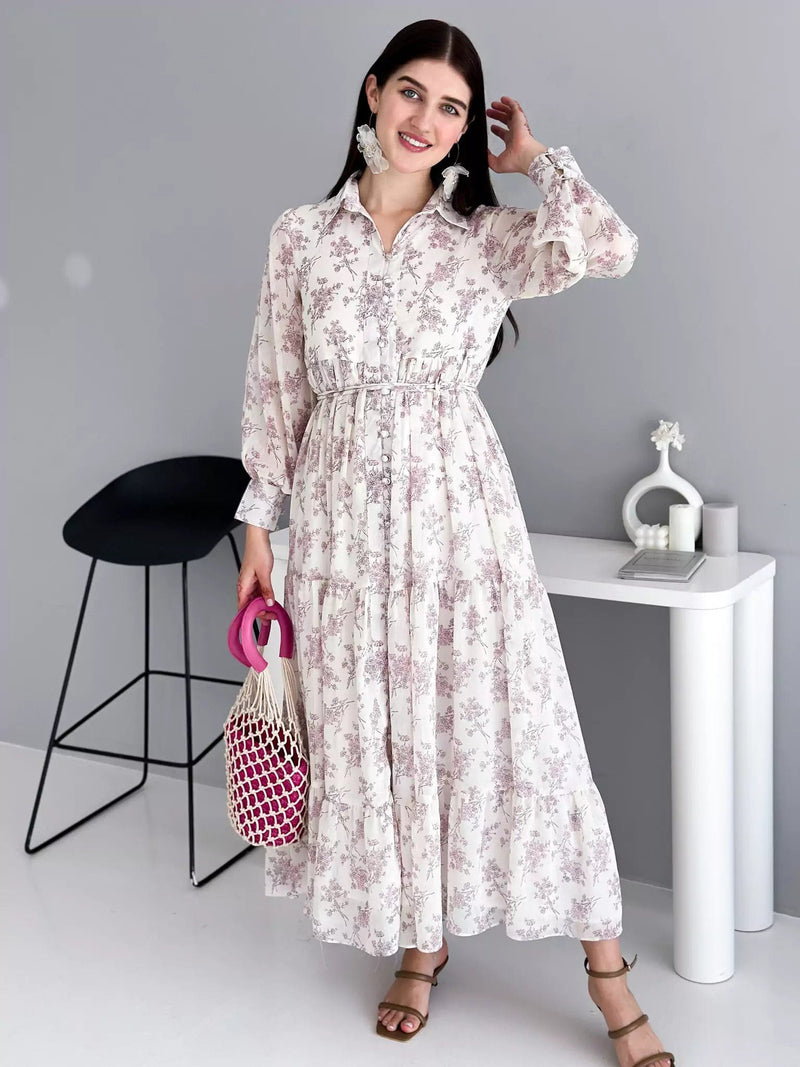 Holiday Floral Long Dress Dresses  - Sowears