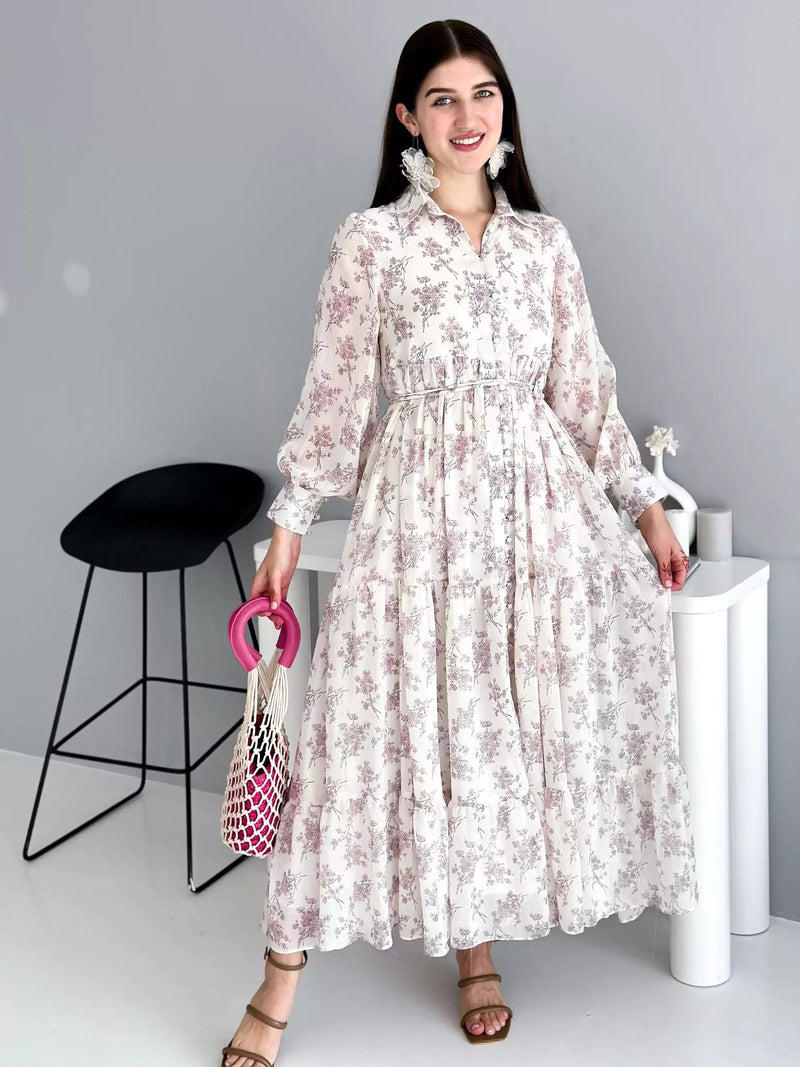 Holiday Floral Long Dress Dresses  - Sowears