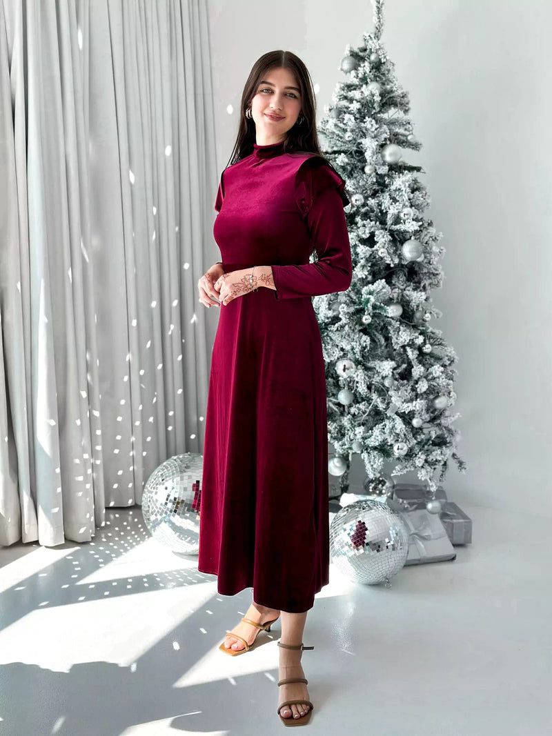 Hope Velvet Dress - Plum Dresses  - Sowears