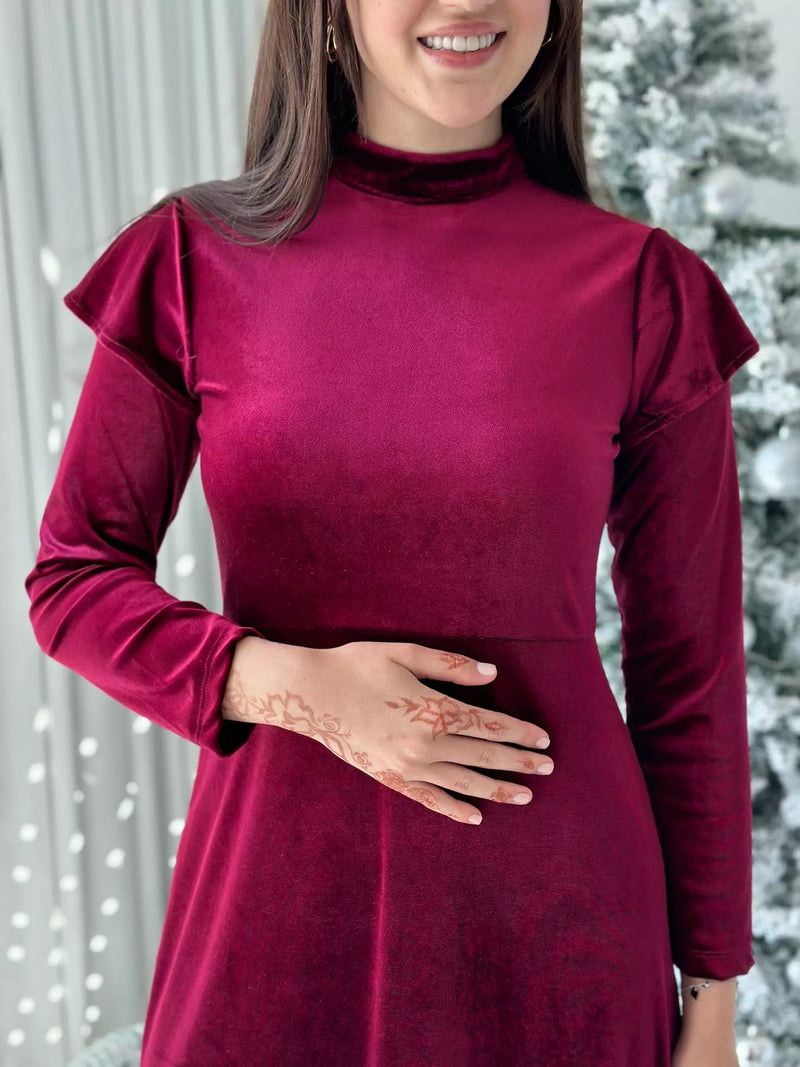 Hope Velvet Dress - Plum Dresses  - Sowears