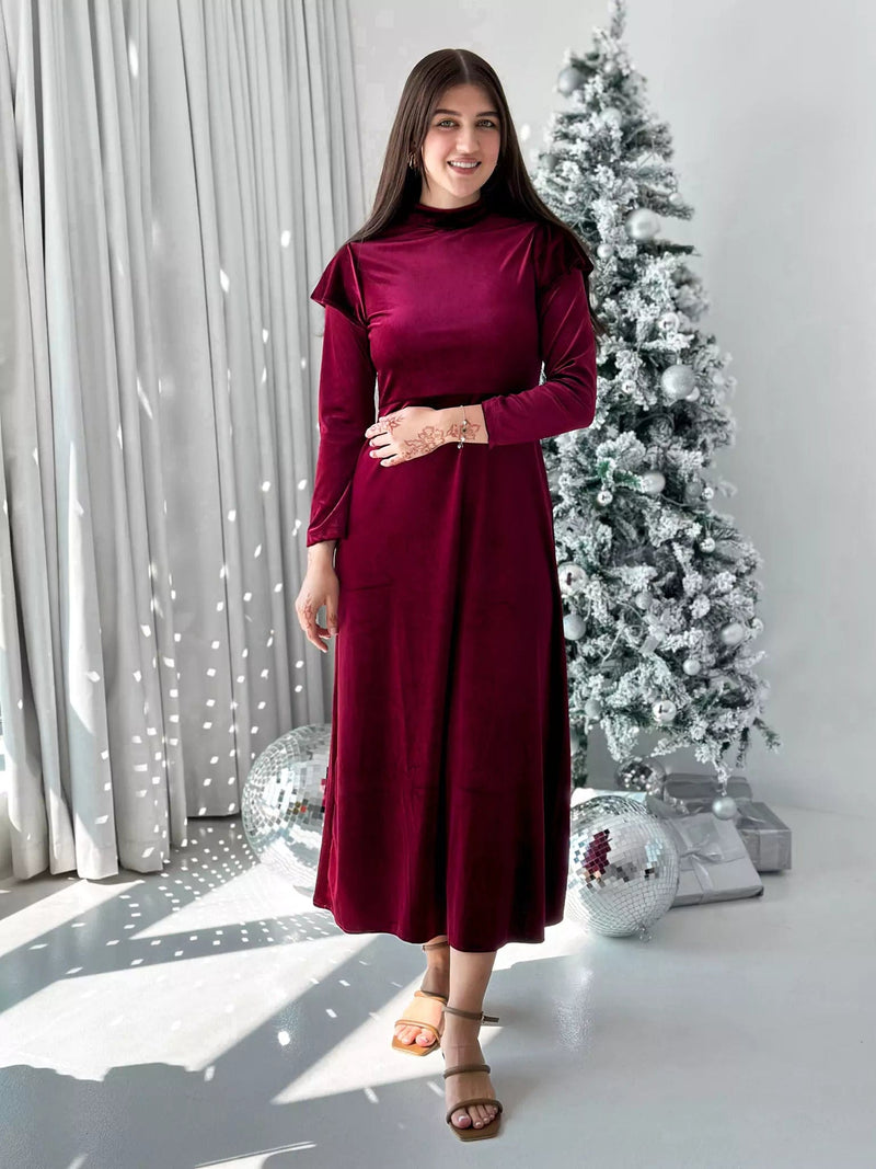 Hope Velvet Dress - Plum Dresses  - Sowears