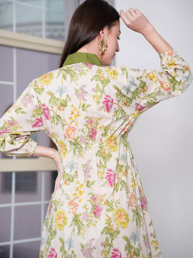 Inebana Floral Dress With Pockets Dresses  - Sowears