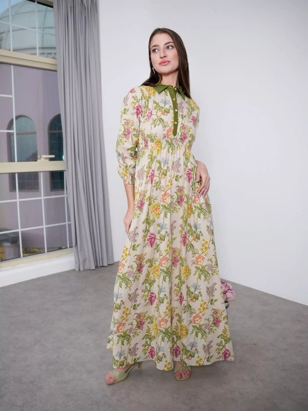 Inebana Floral Dress With Pockets Dresses  - Sowears