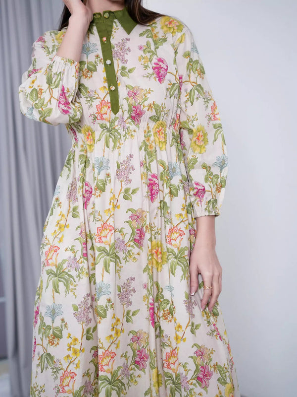 Inebana Floral Dress With Pockets Dresses  - Sowears