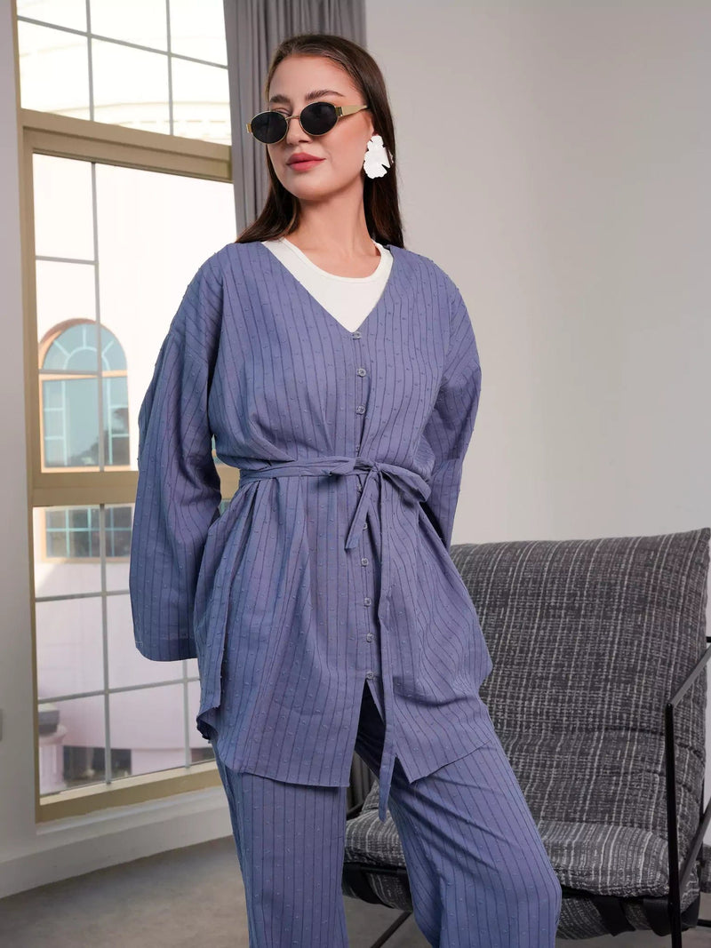 Ingrid Blue Co Ord Set Dresses  - Sowears