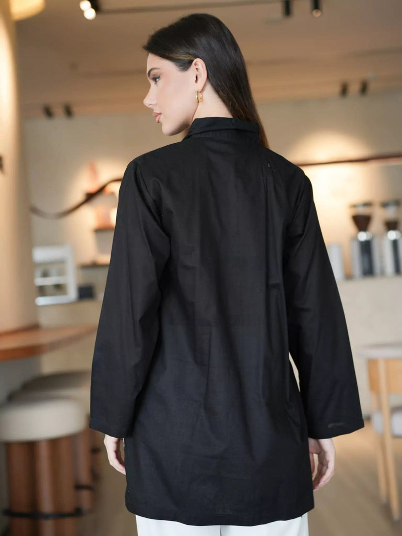 Ink Veil Embroidered Shirt Dresses  - Sowears