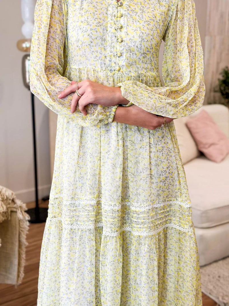 Isla Yellow Floral Lace Long Dress Isla Yellow Floral Lace Long Dress