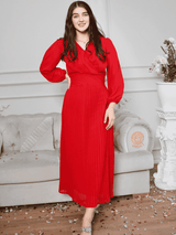 Jules - Pleated Red Dress Dresses  - Sowears