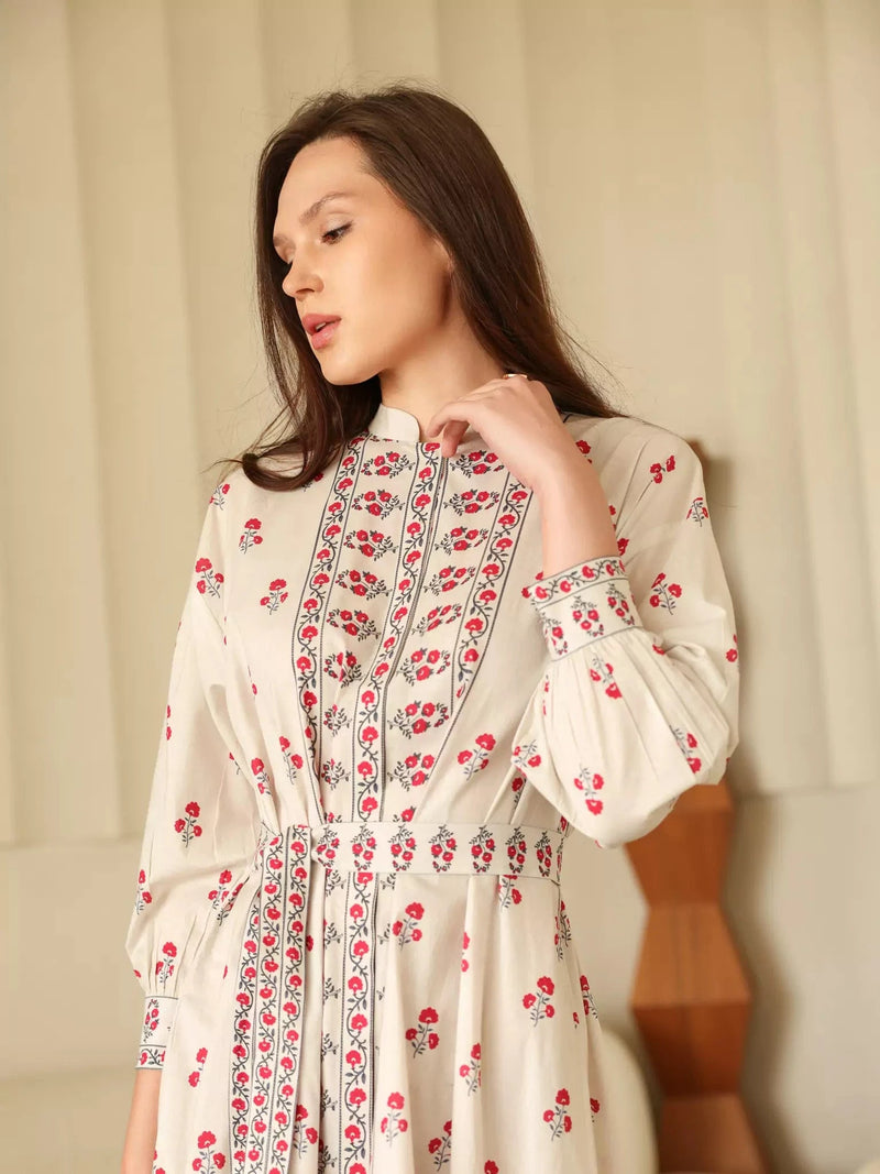 Kirmiz Floral Dress Dresses  - Sowears