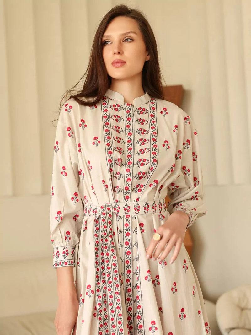 Kirmiz Floral Dress Dresses  - Sowears