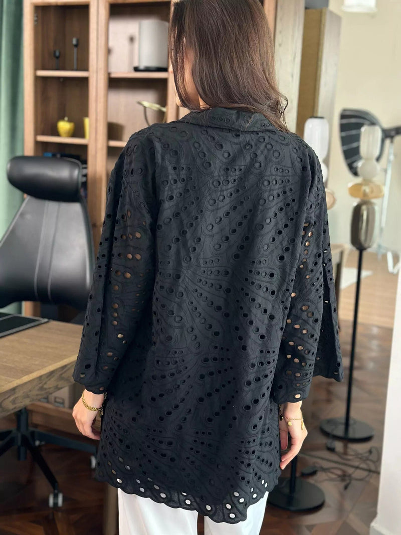 Koyal Black Cutwork Shirt Dresses  - Sowears