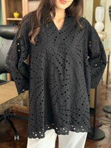 Koyal Black Cutwork Shirt Dresses  - Sowears