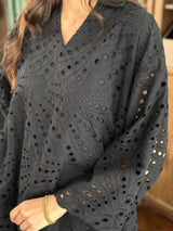 Koyal Black Cutwork Shirt Dresses  - Sowears