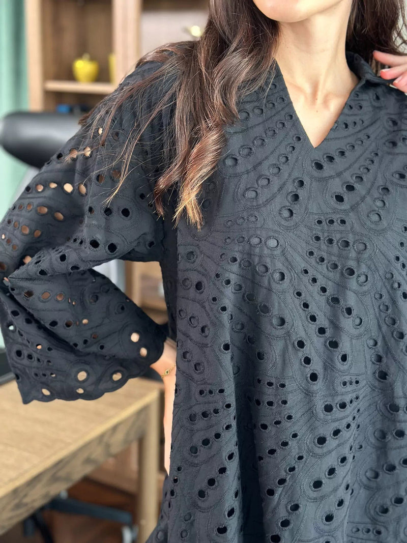 Koyal Black Cutwork Shirt Dresses  - Sowears