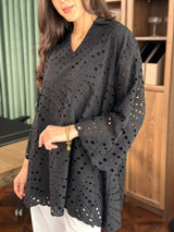 Koyal Black Cutwork Shirt Dresses  - Sowears