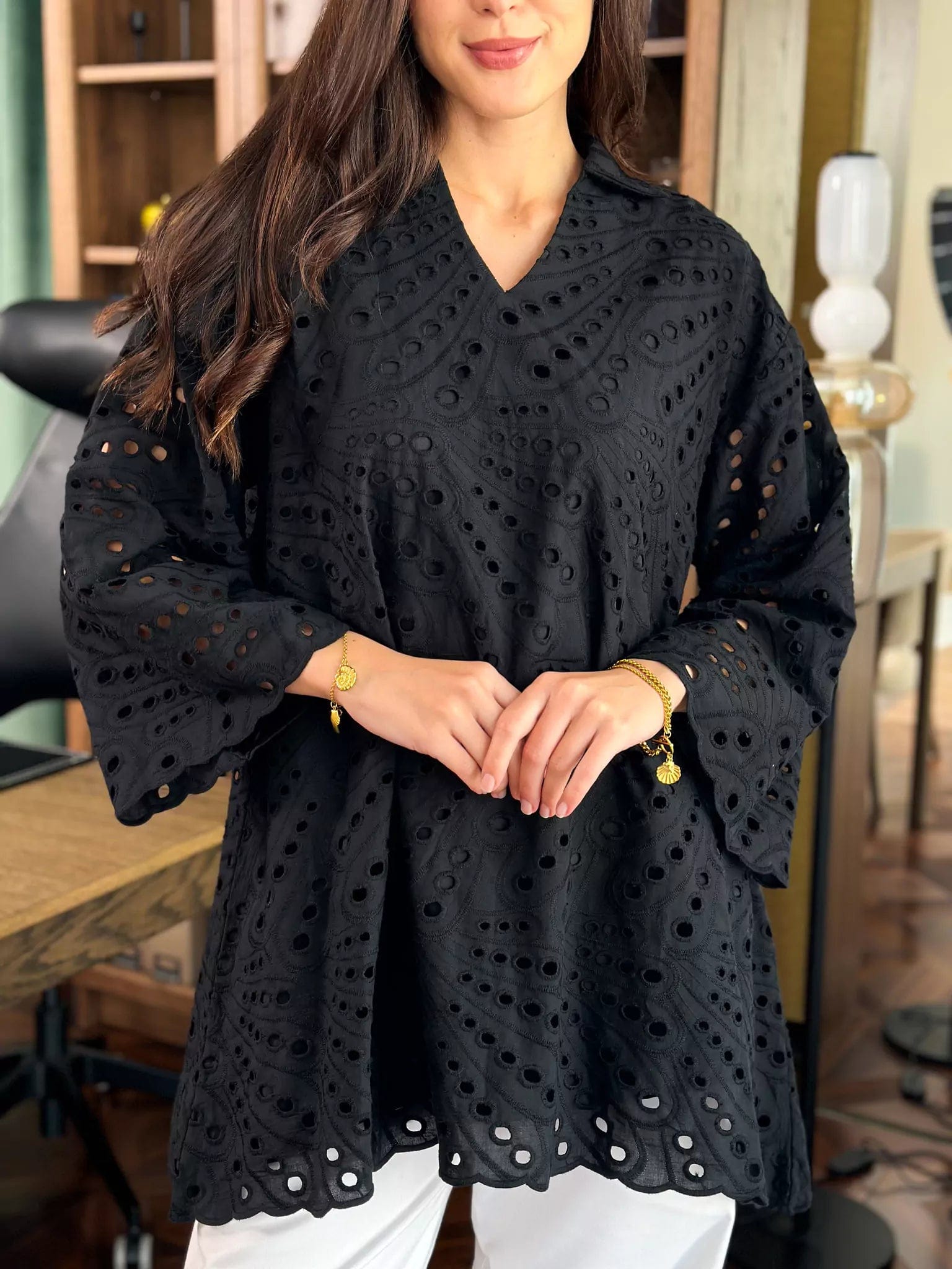 Koyal Black Cutwork Shirt Dresses  - Sowears