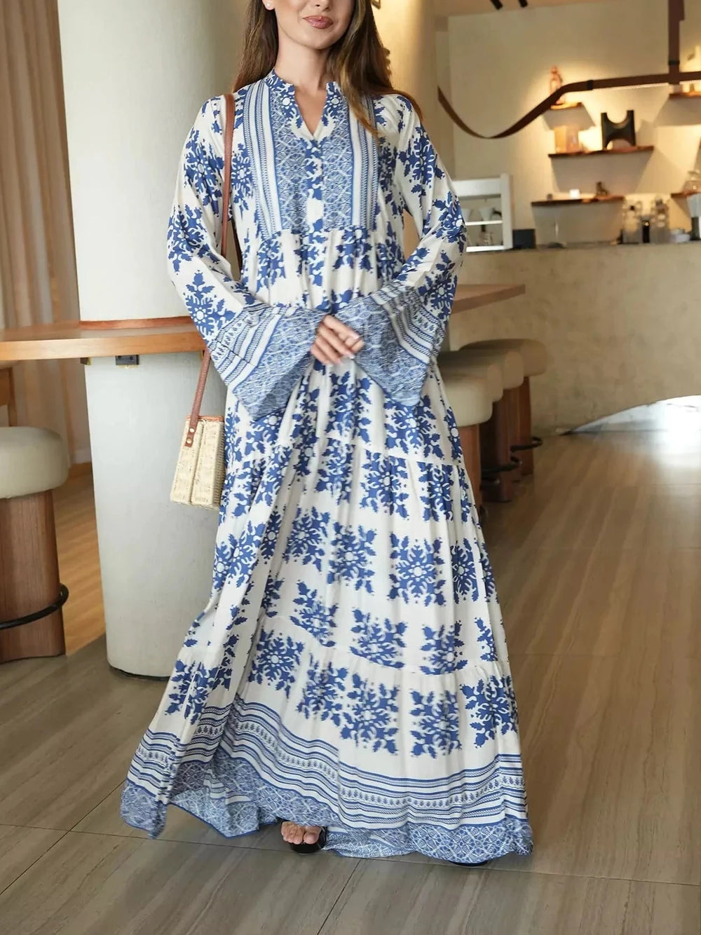 Lelan Motif Blue Dress