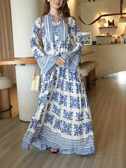 Lelan Motif Blue Dress